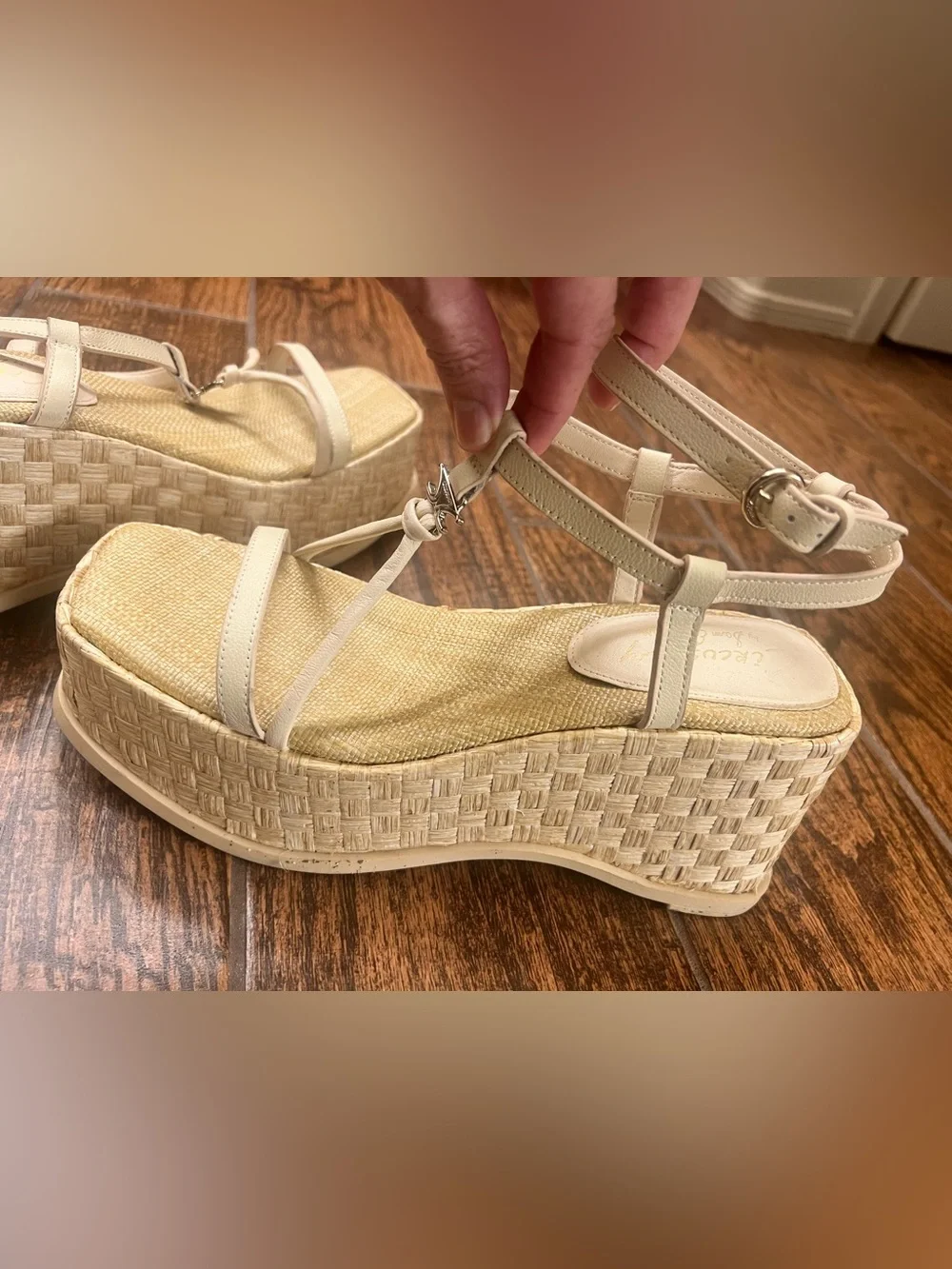 Circus by Sam Edelman Cream Woven Espadrille Wedge Sandals